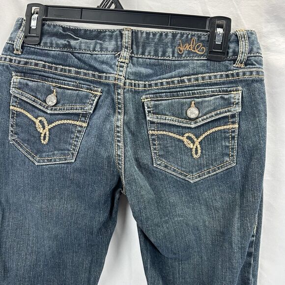 Jade Jeans Bootcut Juniors Size 7 Embroidered Logo 27 x 32 Cotton Spandex Blend - Picture 9 of 13